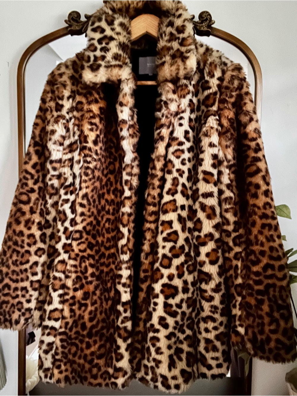 b.young Claba Leopard Faux Fur Jacket Coat Size M